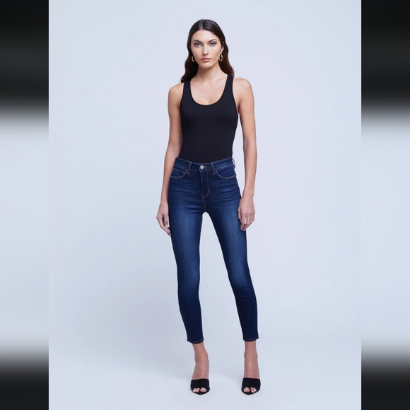 L'AGENCE Margot High Rise Skinny Jeans Dark Wash Size 24 - Picture 2 of 5